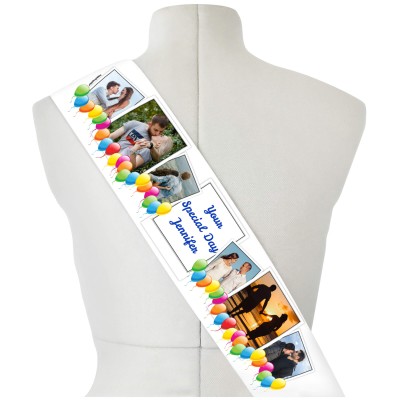 Luxury Fabric Personalised Sash (Balloon Design) from HappySnapGifts®
