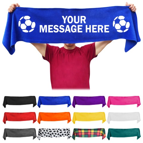 Small (75cm x 15cm) with Footy Theme - Black Fleece Fabric (Personalised with Text)