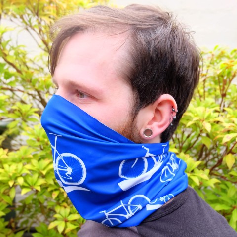 Regular (38cm x 25cm) (Mountain Biking Icon) - Royal Blue - Stretch Polyester (Personalised with Text)
