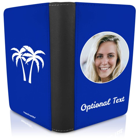(UK Standard 21cm) (Palm Trees Icon) - Royal Blue (Personalised with Text)