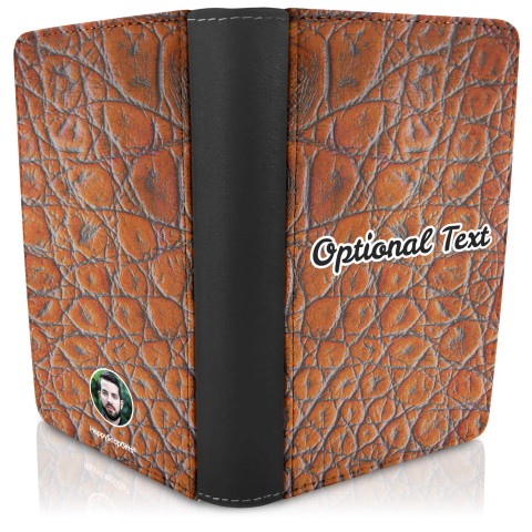 (UK Standard 21cm) - Crocodile Leather Design Brown (Optional Personalised Gift Text)
