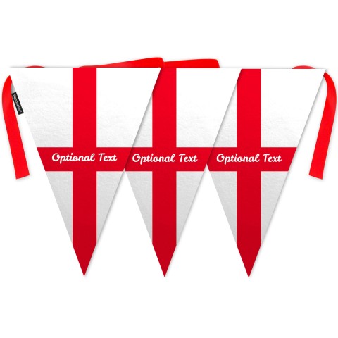 - 5 Metres with 12 Triangle Flags (28cm) with St George's Cross Design Mock Suede Polyester Fabric