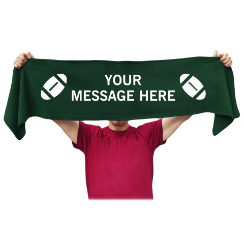 Medium (100cm x 20cm) Rugby Theme - Dark Green Fleece Fabric (Personalised with Text)