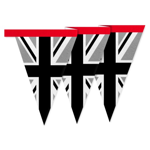 - 1 Metre with 8 Flags (20cm) Black & White Mock Suede Polyester Fabric (Personalised with Text)