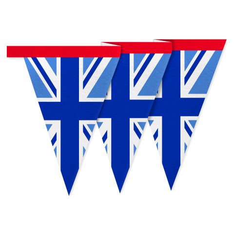 - 1 Metre with 8 Flags (20cm) Blue Mock Suede Polyester Fabric (Personalised with Text)