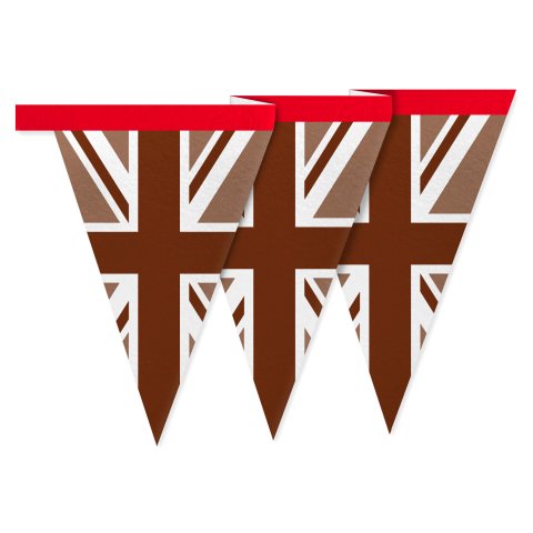 - 1 Metre with 8 Flags (20cm) Brown Mock Suede Polyester Fabric (Personalised with Text)
