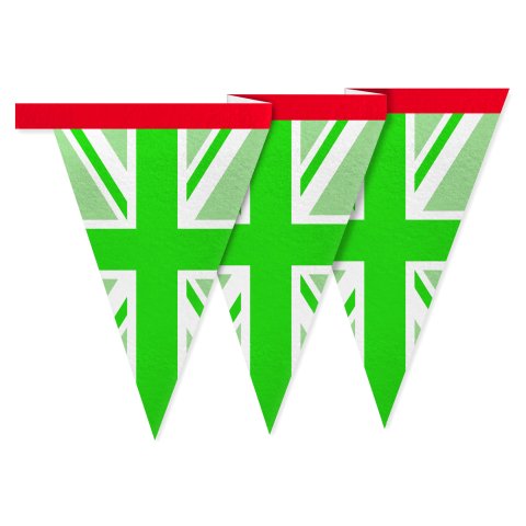 - 1 Metre with 8 Flags (20cm) Green Mock Suede Polyester Fabric (Personalised with Text)