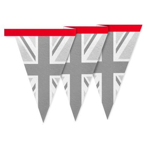 - 1 Metre with 8 Flags (20cm) Grey Mock Suede Polyester Fabric (Personalised with Text)