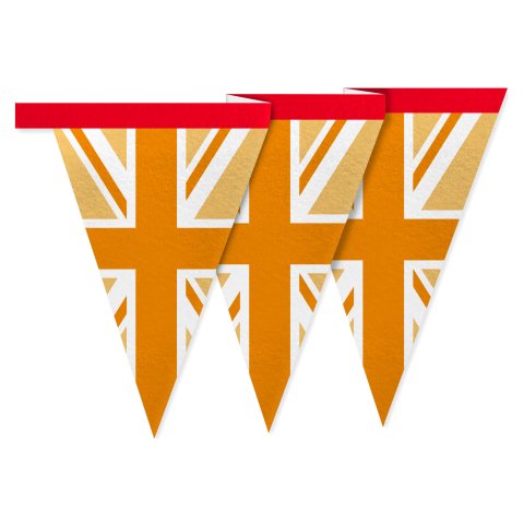 - 1 Metre with 8 Flags (20cm) Orange Mock Suede Polyester Fabric (Personalised with Text)