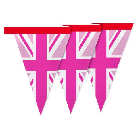 - 1 Metre with 8 Flags (20cm) Pink Mock Suede Polyester Fabric (Personalised with Text)