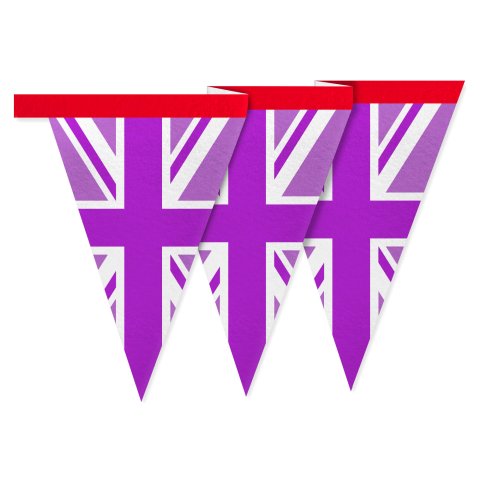 - 1 Metre with 8 Flags (20cm) Purple Mock Suede Polyester Fabric (Personalised with Text)