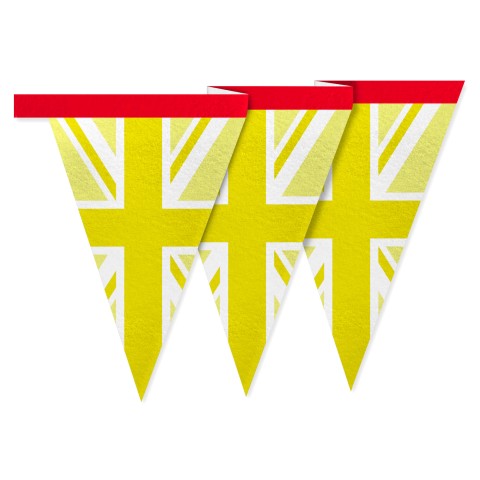 - 1 Metre with 8 Flags (20cm) Yellow Mock Suede Polyester Fabric (Personalised with Text)