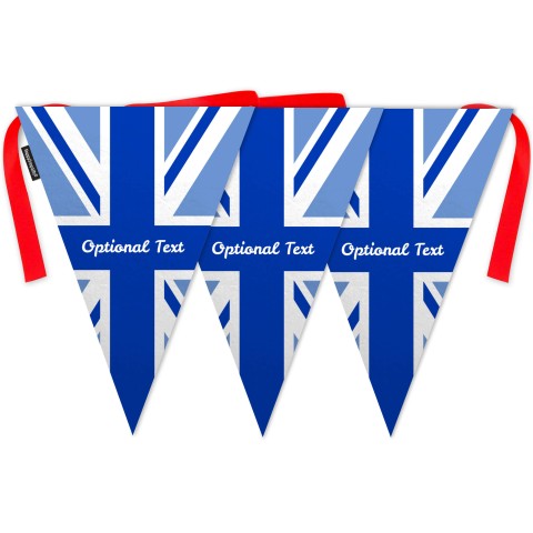 - 5 Metres with 12 Triangle Flags (28cm) Blue Mock Suede Polyester Fabric