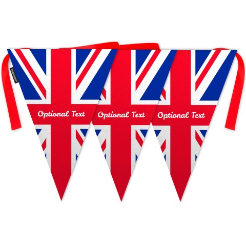 - 5 Metres with 12 Triangle Flags (28cm) Red, White and Blue (Classic) Mock Suede Polyester Fabric
