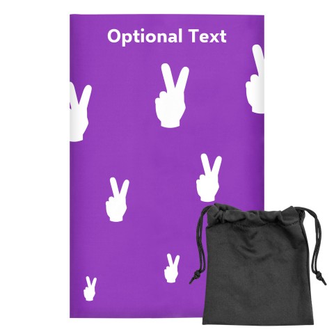 Regular (38cm x 25cm) (Two Finger Icon) Purple - Stretch Polyester (Optional Personalised Gift Text) with Small Black Storage Pouch