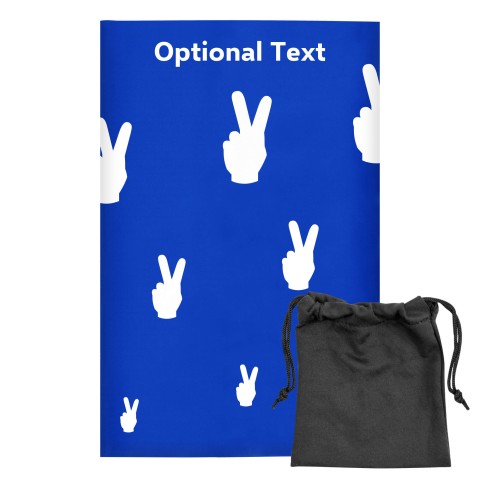 Regular (38cm x 25cm) (Two Finger Icon) Royal Blue - Stretch Polyester (Optional Personalised Gift Text) with Small Black Storage Pouch