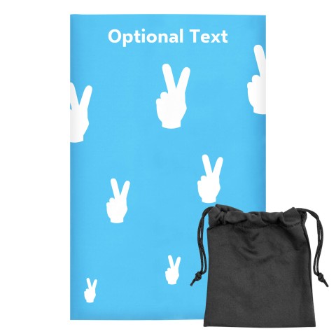 Regular (38cm x 25cm) (Two Finger Icon) Sky Blue - Stretch Polyester (Optional Personalised Gift Text) with Small Black Storage Pouch