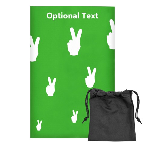 Regular (38cm x 25cm) (Two Finger Icon) Bright Green - Stretch Polyester (Optional Personalised Gift Text) with Small Black Storage Pouch