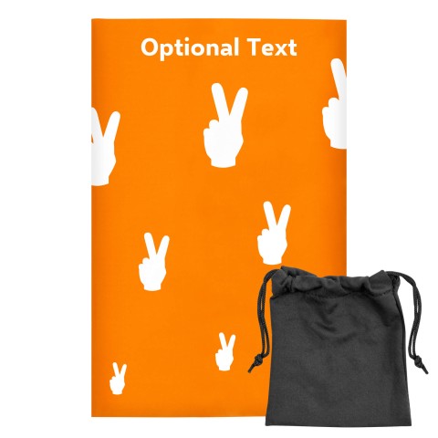 Regular (38cm x 25cm) (Two Finger Icon) Orange - Stretch Polyester (Optional Personalised Gift Text) with Small Black Storage Pouch