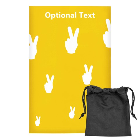 Regular (38cm x 25cm) (Two Finger Icon) Yellow - Stretch Polyester (Optional Personalised Gift Text) with Small Black Storage Pouch