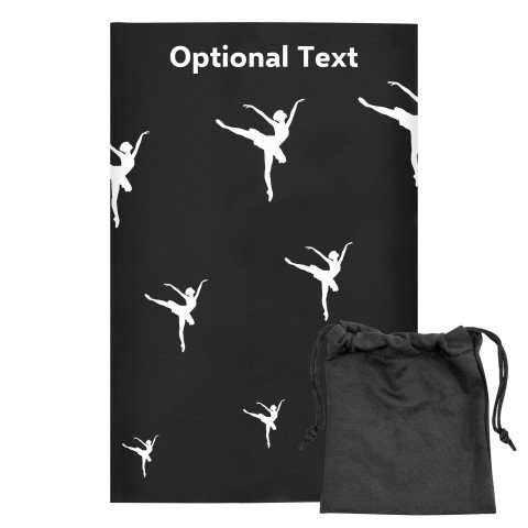 Regular (38cm x 25cm) (Ballet Icon) Black - Stretch Polyester (Optional Personalised Gift Text) with Small Black Storage Pouch