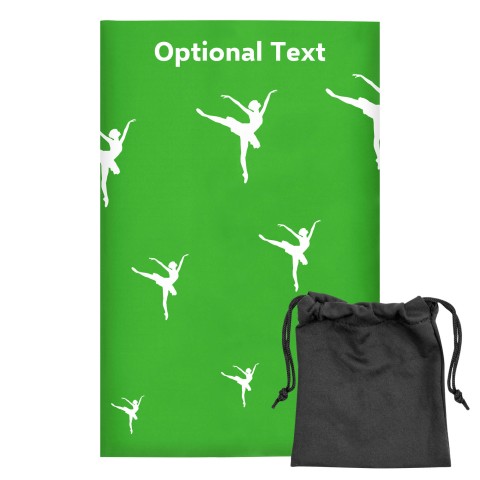 Regular (38cm x 25cm) (Ballet Icon) Bright Green - Stretch Polyester (Optional Personalised Gift Text) with Small Black Storage Pouch