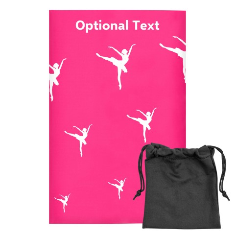 Regular (38cm x 25cm) (Ballet Icon) Fuchsia Pink - Stretch Polyester (Optional Personalised Gift Text) with Small Black Storage Pouch