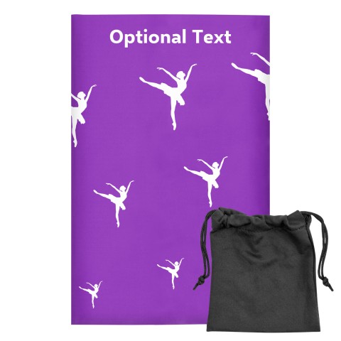 Regular (38cm x 25cm) (Ballet Icon) Purple - Stretch Polyester (Optional Personalised Gift Text) with Small Black Storage Pouch