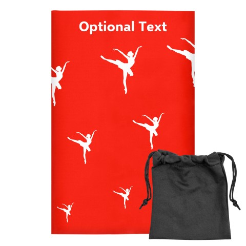 Regular (38cm x 25cm) (Ballet Icon) Red - Stretch Polyester (Optional Personalised Gift Text) with Small Black Storage Pouch