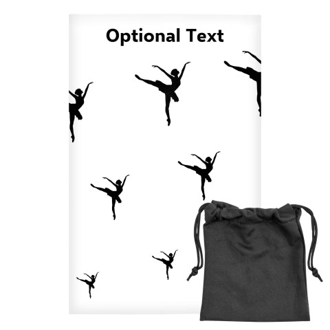 Regular (38cm x 25cm) (Ballet Icon) White - Stretch Polyester (Optional Personalised Gift Text) with Small Black Storage Pouch