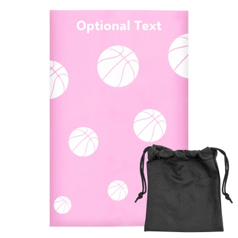 Regular (38cm x 25cm) (Basketball Icon) Baby Pink - Stretch Polyester (Optional Personalised Gift Text) with Small Black Storage Pouch
