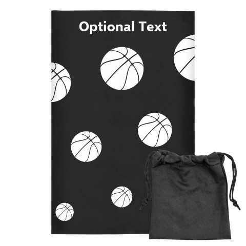 Regular (38cm x 25cm) (Basketball Icon) Black - Stretch Polyester (Optional Personalised Gift Text) with Small Black Storage Pouch