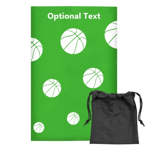 Regular (38cm x 25cm) (Basketball Icon) Bright Green - Stretch Polyester (Optional Personalised Gift Text) with Small Black Storage Pouch
