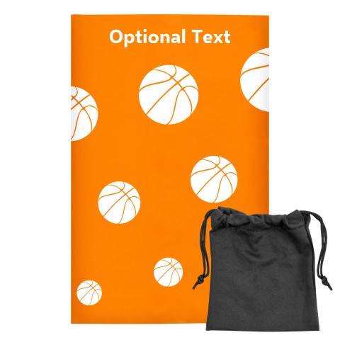 Regular (38cm x 25cm) (Basketball Icon) Orange - Stretch Polyester (Optional Personalised Gift Text) with Small Black Storage Pouch