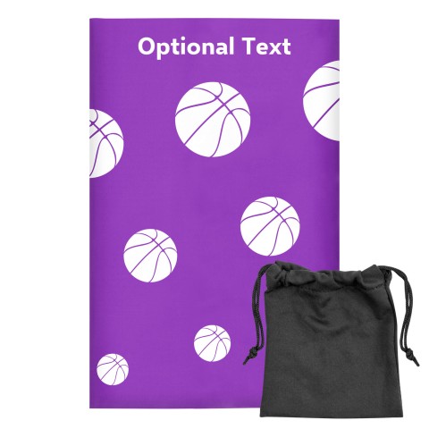 Regular (38cm x 25cm) (Basketball Icon) Purple - Stretch Polyester (Optional Personalised Gift Text) with Small Black Storage Pouch