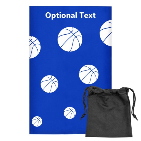 Regular (38cm x 25cm) (Basketball Icon) Royal Blue - Stretch Polyester (Optional Personalised Gift Text) with Small Black Storage Pouch