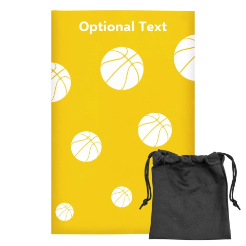 Regular (38cm x 25cm) (Basketball Icon) Yellow - Stretch Polyester (Optional Personalised Gift Text) with Small Black Storage Pouch