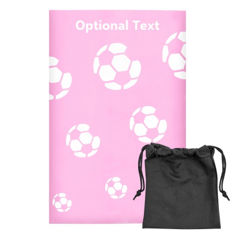 Regular (38cm x 25cm) (Football Icon) Baby Pink - Stretch Polyester (Optional Personalised Gift Text) with Small Black Storage Pouch