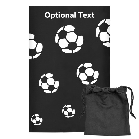 Regular (38cm x 25cm) (Football Icon) Black - Stretch Polyester (Optional Personalised Gift Text) with Small Black Storage Pouch