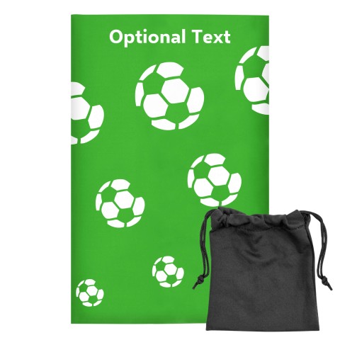 Regular (38cm x 25cm) (Football Icon) Bright Green - Stretch Polyester (Optional Personalised Gift Text) with Small Black Storage Pouch