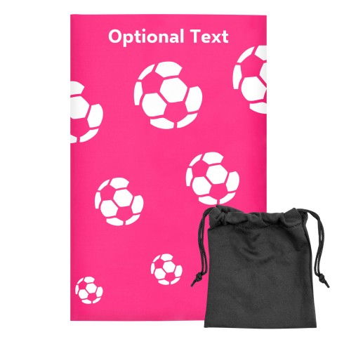 Regular (38cm x 25cm) (Football Icon) Fuchsia Pink - Stretch Polyester (Optional Personalised Gift Text) with Small Black Storage Pouch
