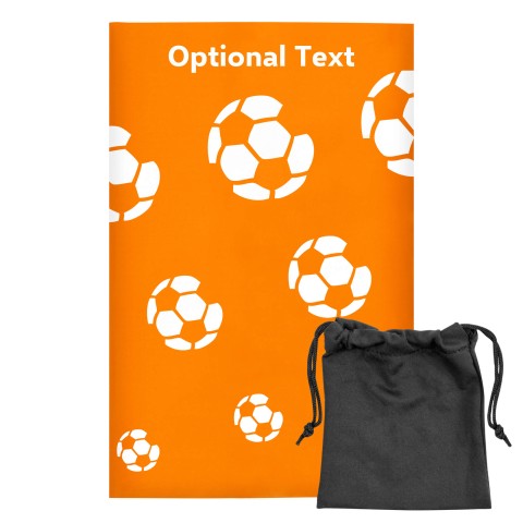 Regular (38cm x 25cm) (Football Icon) Orange - Stretch Polyester (Optional Personalised Gift Text) with Small Black Storage Pouch