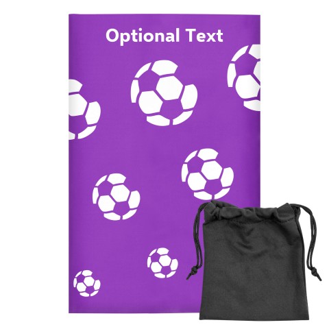 Regular (38cm x 25cm) (Football Icon) Purple - Stretch Polyester (Optional Personalised Gift Text) with Small Black Storage Pouch