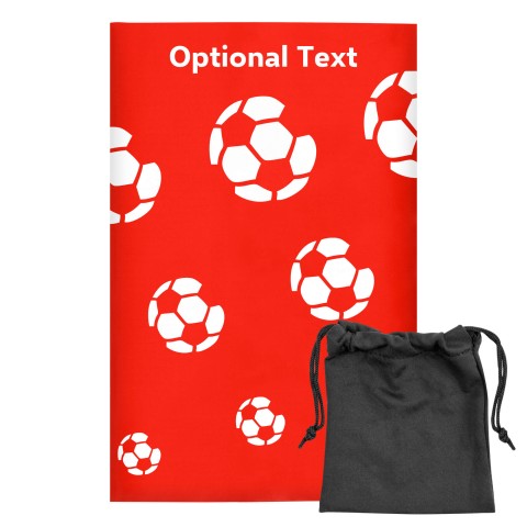 Regular (38cm x 25cm) (Football Icon) Red - Stretch Polyester (Optional Personalised Gift Text) with Small Black Storage Pouch