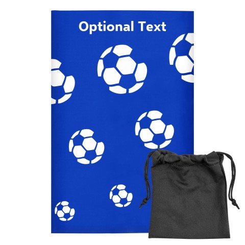 Regular (38cm x 25cm) (Football Icon) Royal Blue - Stretch Polyester (Optional Personalised Gift Text) with Small Black Storage Pouch