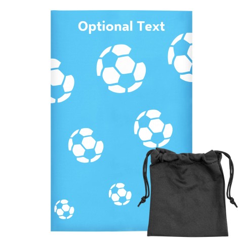 Regular (38cm x 25cm) (Football Icon) Sky Blue - Stretch Polyester (Optional Personalised Gift Text) with Small Black Storage Pouch