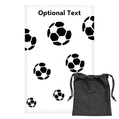Regular (38cm x 25cm) (Football Icon) White - Stretch Polyester (Optional Personalised Gift Text) with Small Black Storage Pouch
