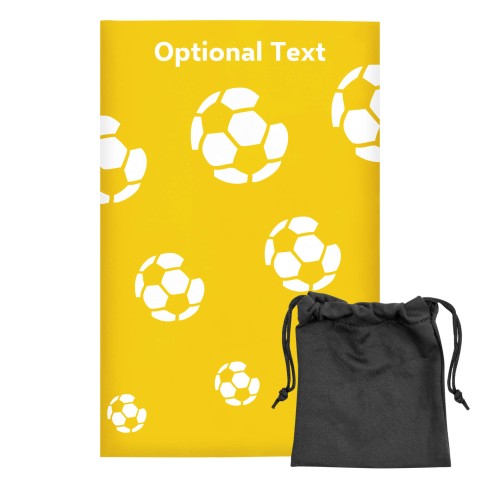 Regular (38cm x 25cm) (Football Icon) Yellow - Stretch Polyester (Optional Personalised Gift Text) with Small Black Storage Pouch
