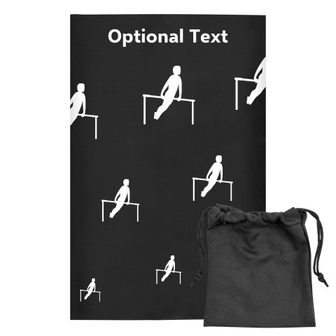 Regular (38cm x 25cm) (Gymnastics Icon) Black - Stretch Polyester (Optional Personalised Gift Text) with Small Black Storage Pouch