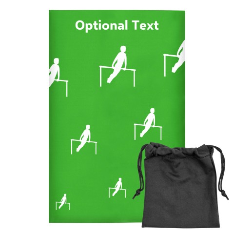 Regular (38cm x 25cm) (Gymnastics Icon) Bright Green - Stretch Polyester (Optional Personalised Gift Text) with Small Black Storage Pouch
